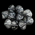 Chessex Borealis Light Smoke &amp; Silver Luminary 10 x D10 Dice Set