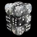 Chessex Borealis Light Smoke &amp; Silver Luminary 12 x D6 Dice Set