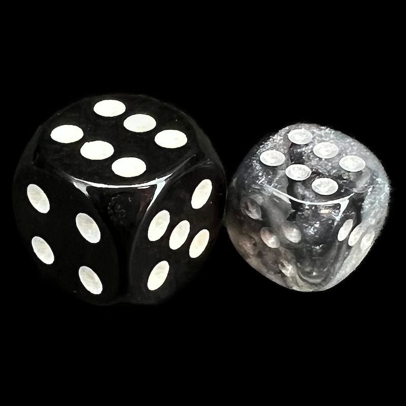 Chessex Borealis Light Smoke & Silver Luminary 12mm D6 Spot Dice