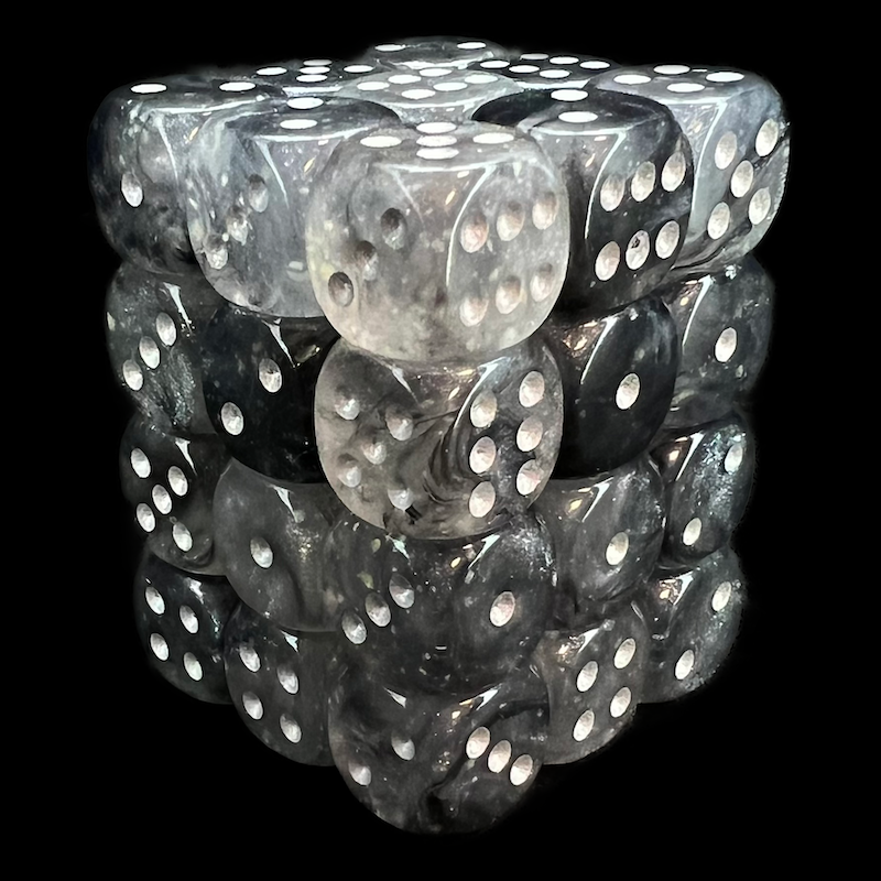Chessex Borealis Light Smoke &amp; Silver Luminary 36 x D6 Dice Set