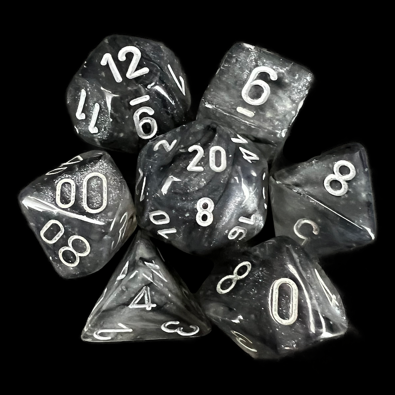Chessex Borealis Light Smoke &amp; Silver Luminary 7 Dice Polyset