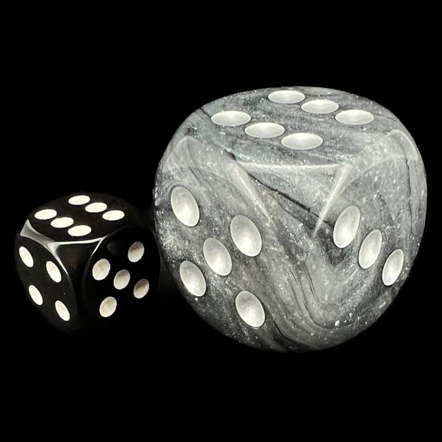 Chessex Borealis Light Smoke & Silver Luminary BIG 30mm D6 Spot Dice