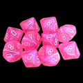 Chessex Borealis Pink & Silver Luminary 10 x D10 Dice Set