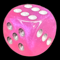 Chessex Borealis Pink & Silver Luminary 16mm D6 Spot Dice