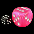 Chessex Borealis Pink & Silver Luminary BIG 30mm D6 Spot Dice