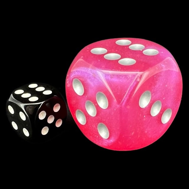 Chessex Borealis Pink & Silver Luminary BIG 30mm D6 Spot Dice