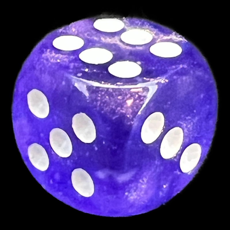Chessex Borealis Purple & White Luminary 16mm D6 Spot Dice