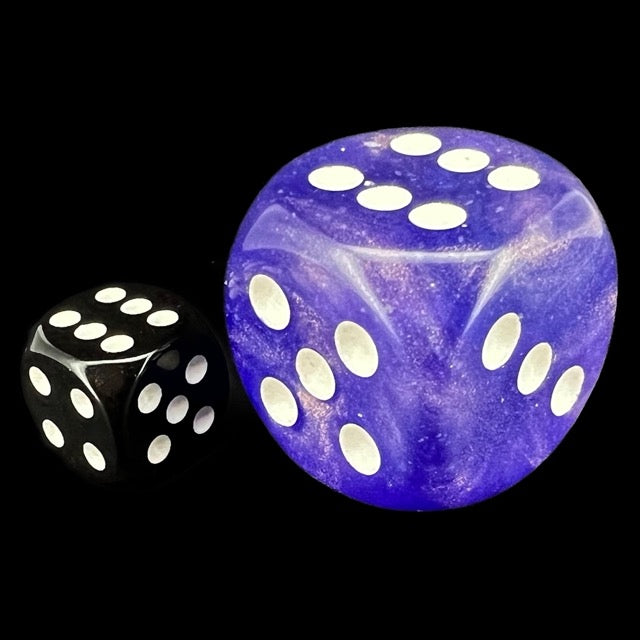 Chessex Borealis Purple & White Luminary BIG 30mm D6 Spot Dice