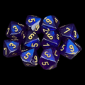 Chessex Borealis Royal Purple & Gold Luminary 10 x D10 Dice Set