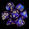 Chessex Borealis Royal Purple & Gold Luminary 7 Dice Polyset