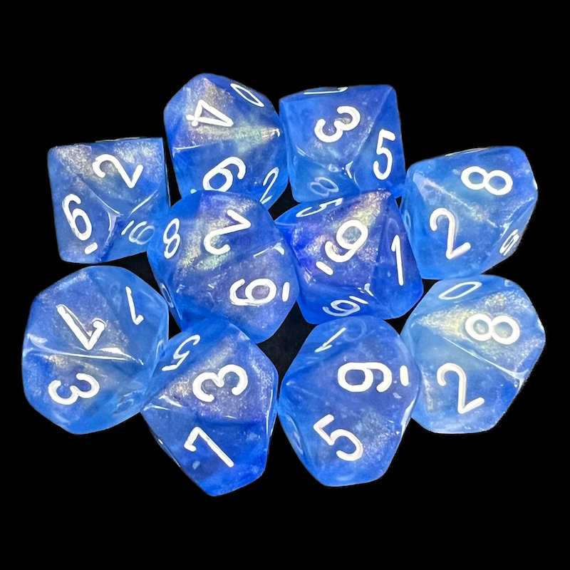Chessex Borealis Sky Blue &amp; White Luminary 10 x D10 Dice Set