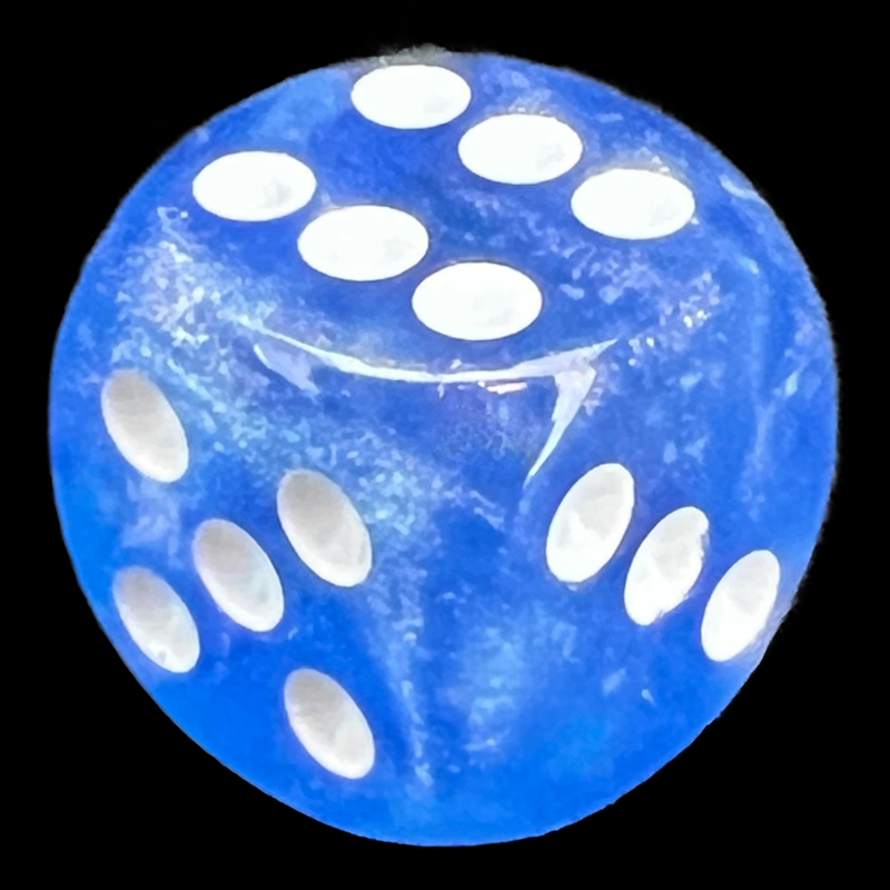Chessex Borealis Sky Blue & White Luminary 16mm D6 Spot Dice