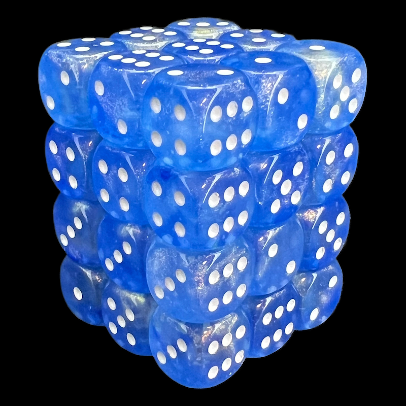 Chessex Borealis Sky Blue &amp; White Luminary 36 x D6 Dice Set