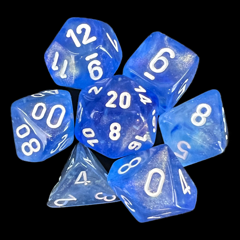 Chessex Borealis Sky Blue & White Luminary 7 Dice Polyset