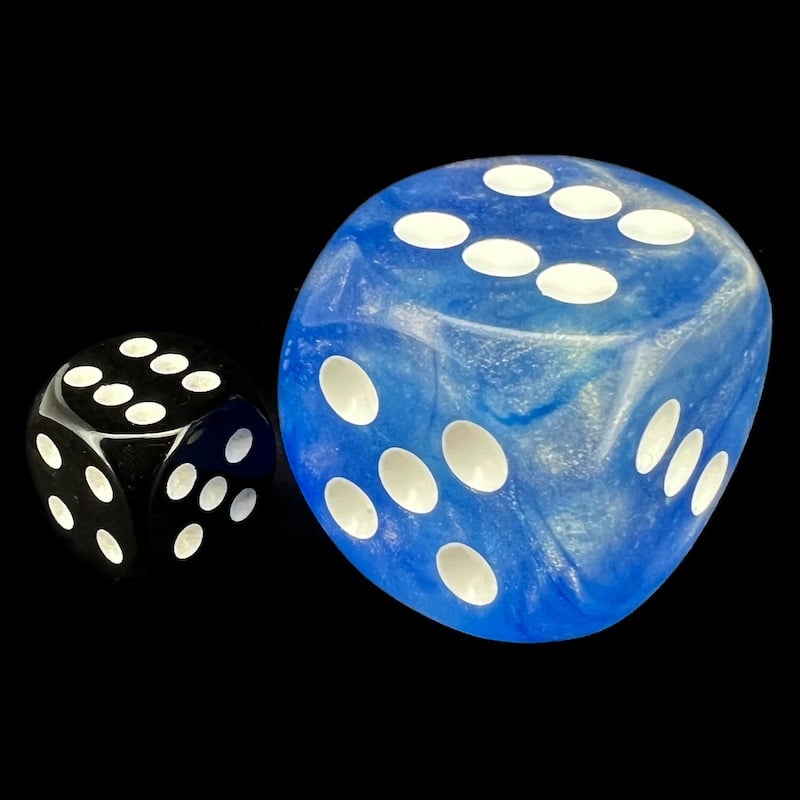 Chessex Borealis Sky Blue & White Luminary BIG 30mm D6 Spot Dice