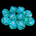 Chessex Borealis Teal & Gold Luminary 10 x D10 Dice Set