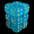 Chessex Borealis Teal & Gold Luminary 12 x D6 Dice Set