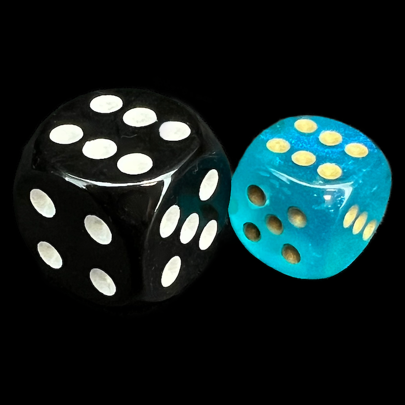 Chessex Borealis Teal & Gold Luminary 12mm D6 Spot Dice