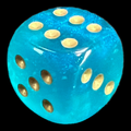 Chessex Borealis Teal & Gold Luminary 16mm D6 Spot Dice