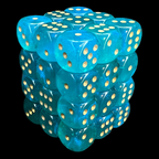 Chessex Borealis Teal & Gold Luminary 36 x D6 Dice Set
