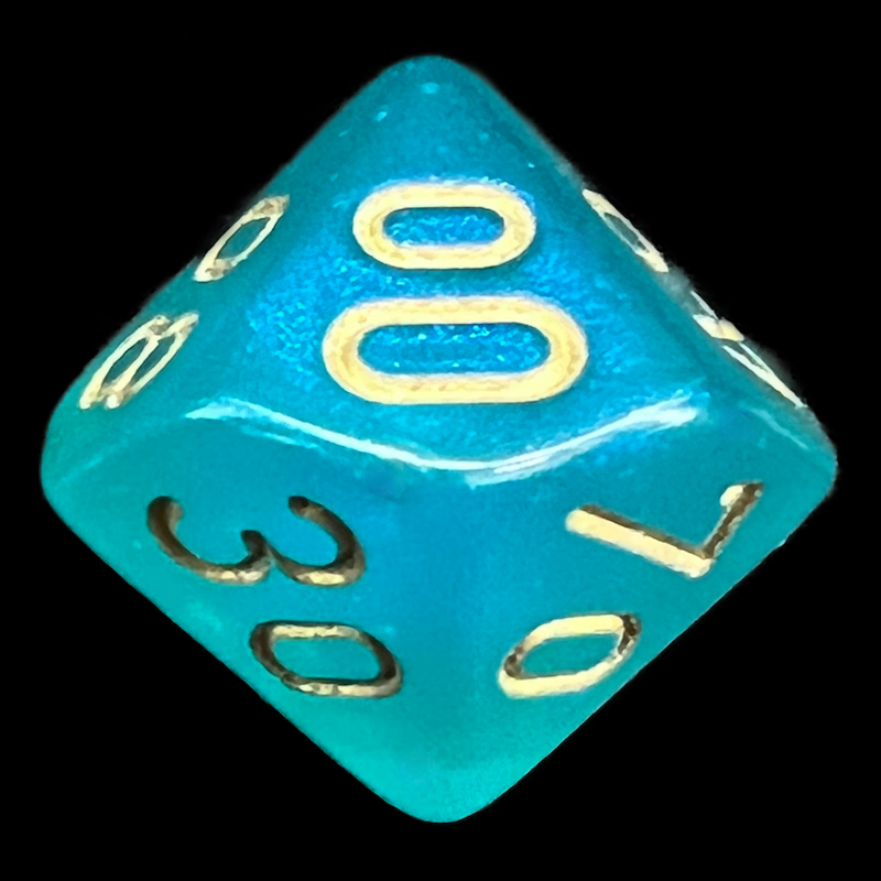 Chessex Borealis Teal & Gold Luminary Percentile Dice