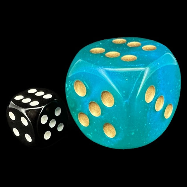Chessex Borealis Teal & Gold Luminary BIG 30mm D6 Spot Dice