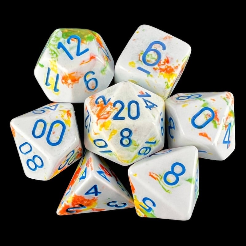 Chessex Brush Breezy with Blue 7 Dice Polyset