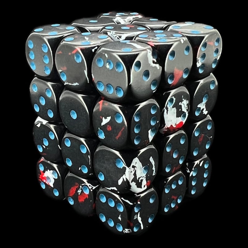 Chessex Brush Dark Side with Blue 36 x D6 Dice Set