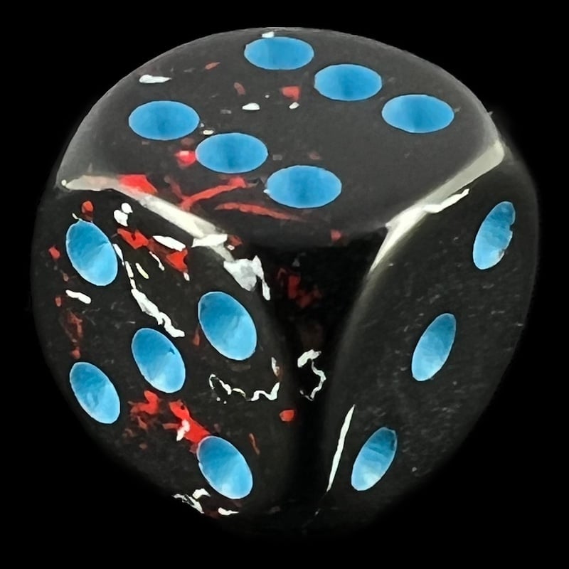 Chessex Brush Dark Side with Blue 16mm D6 Spot Dice