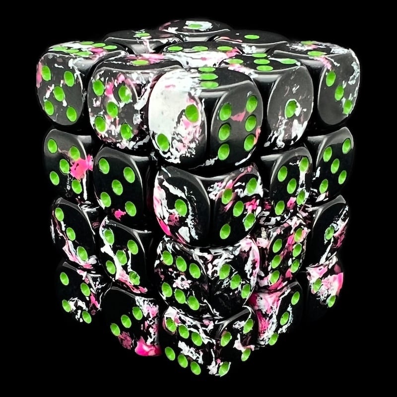 Chessex Brush Paintball with Green 36 x D6 Dice Set