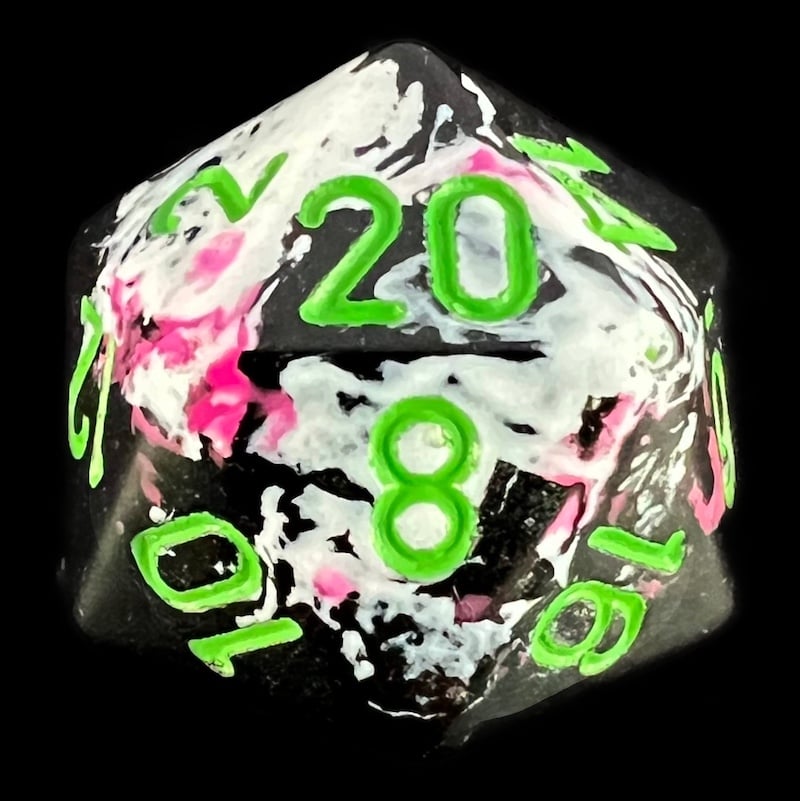 Chessex Brush Paintball with Green D20 Dice
