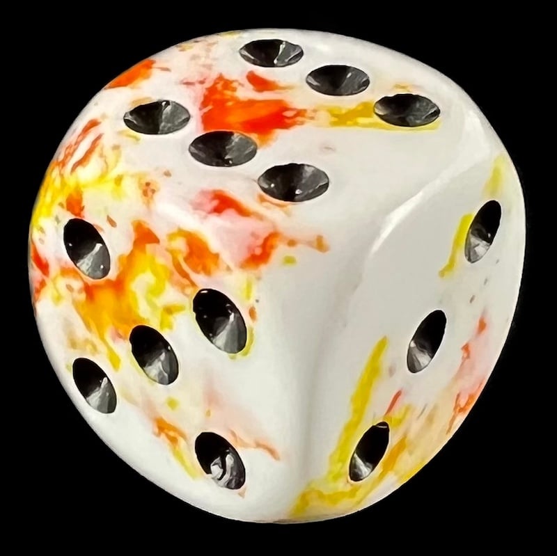 Chessex Brush Sunrise with Black 16mm D6 Spot Dice