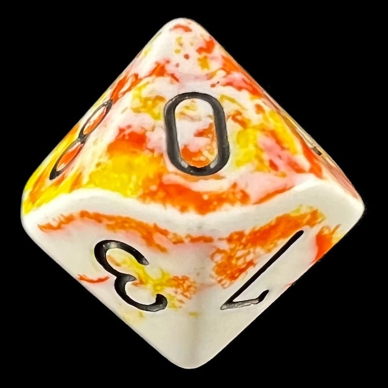 Chessex Brush Sunrise with Black D10 Dice