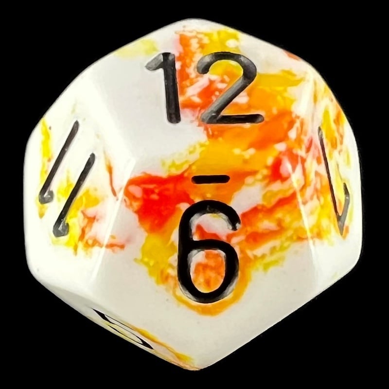 Chessex Brush Sunrise with Black D12 Dice
