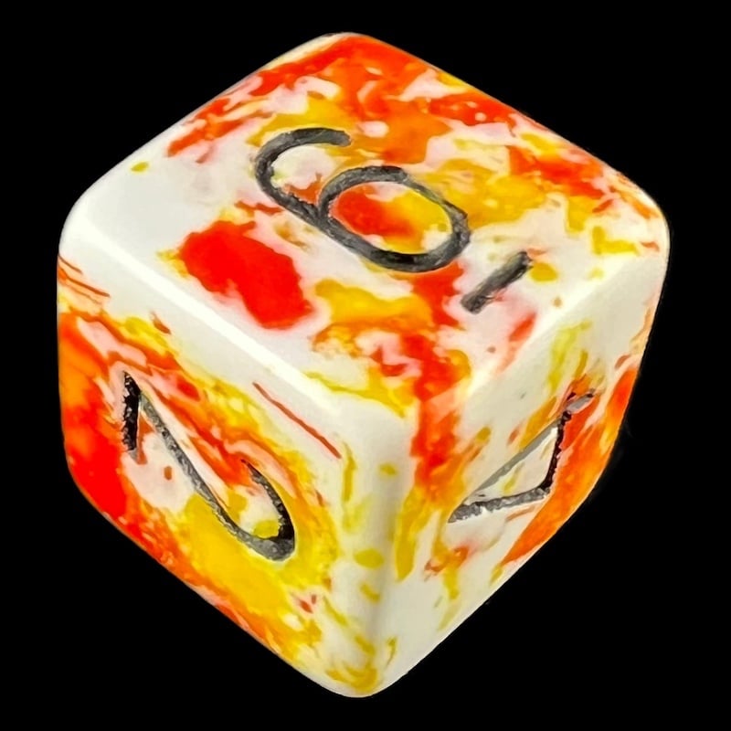 Chessex Brush Sunrise with Black D6 Dice