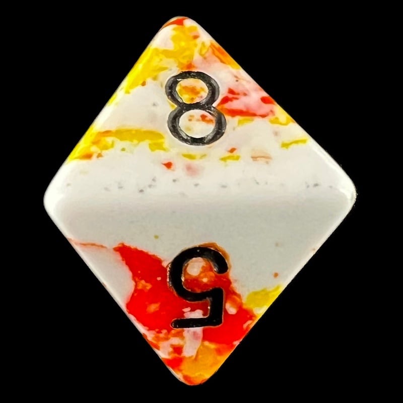 Chessex Brush Sunrise with Black D8 Dice