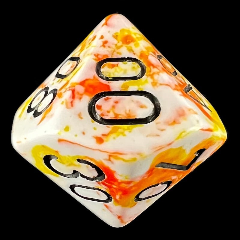 Chessex Brush Sunrise with Black Percentile Dice