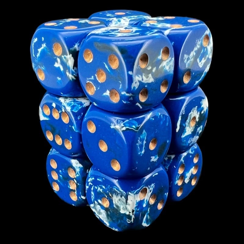 Chessex Brush Wavebreak with Gold 12 x D6 Dice Set