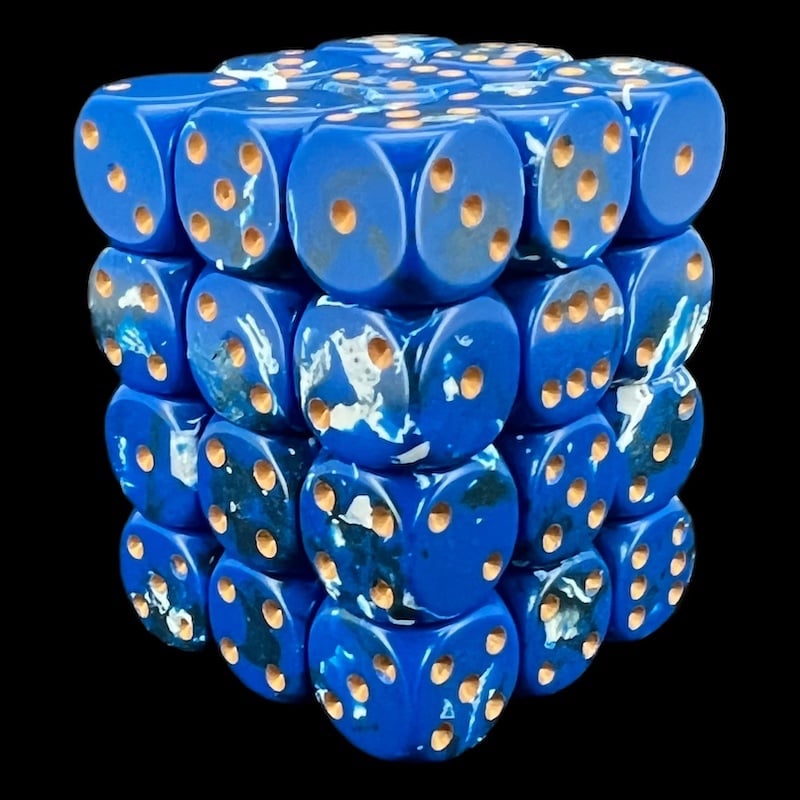 Chessex Brush Wavebreak with Gold 36 x D6 Dice Set