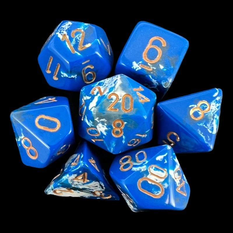 Chessex Brush Wavebreak with Gold 7 Dice Polyset