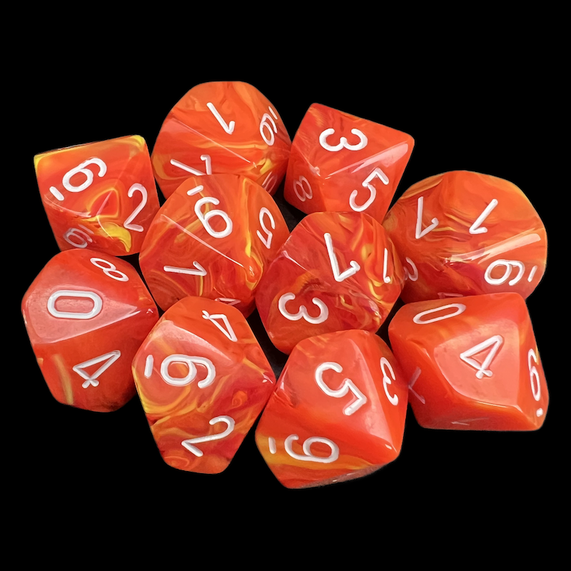 Chessex Vortex Solar 10 x D10 Dice Set - Discontinued