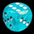 Chessex Cirrus Aqua & Silver 16mm D6 Spot Dice