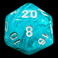 Chessex Cirrus Aqua & Silver D20 Dice