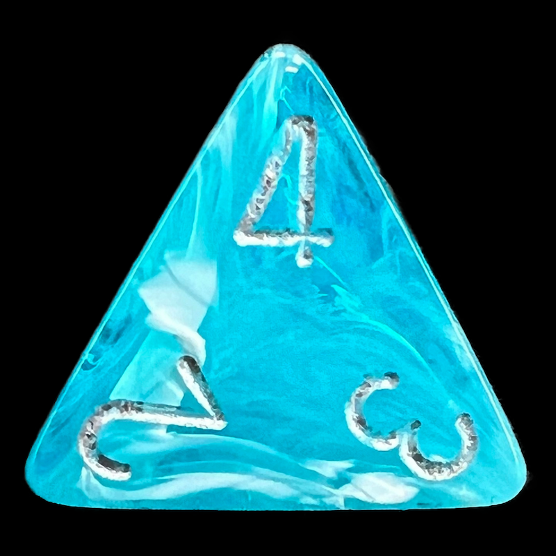 Chessex Cirrus Aqua & Silver D4 Dice