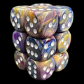 Chessex Festive Carousel & White 12 x D6 Dice Set