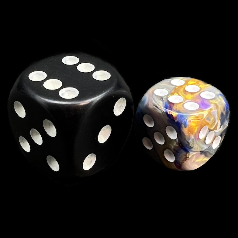 Chessex Festive Carousel & White 12mm D6 Spot Dice