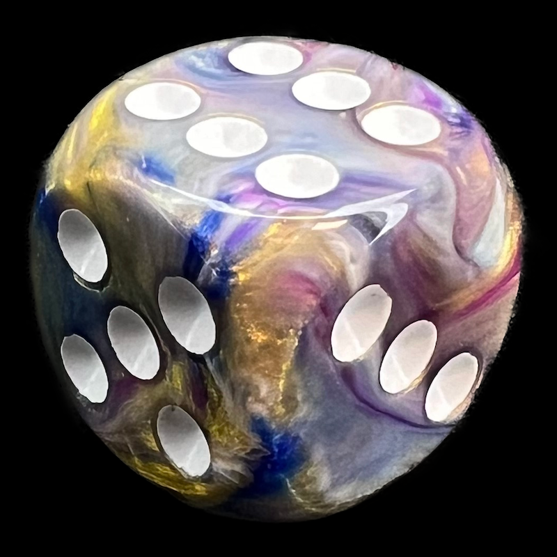 Chessex Festive Carousel & White 16mm D6 Spot Dice