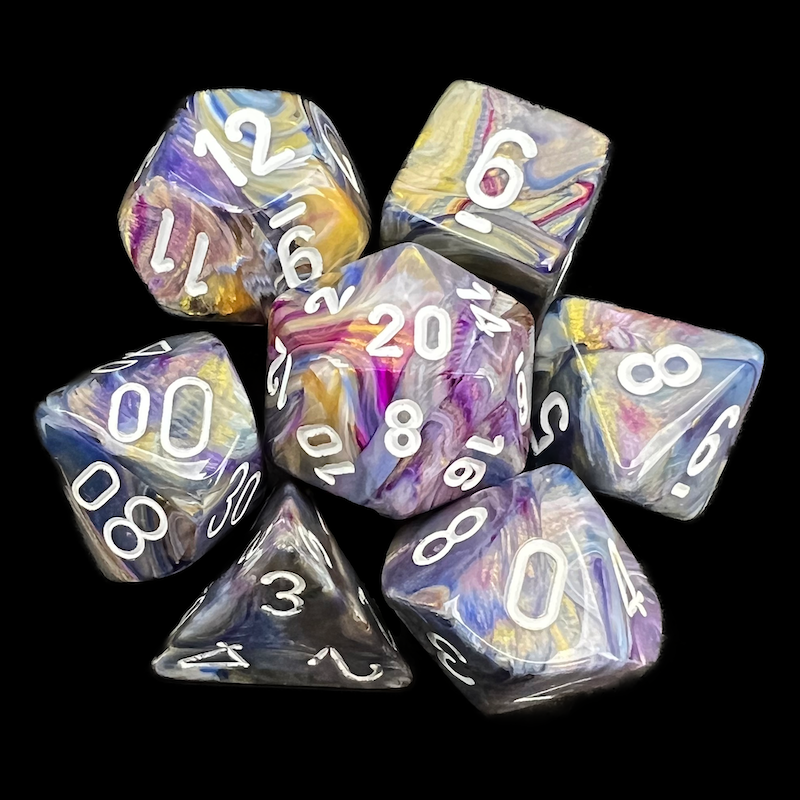Chessex Festive Carousel & White 7 Dice Polyset