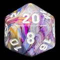 Chessex Festive Carousel & White D20 Dice