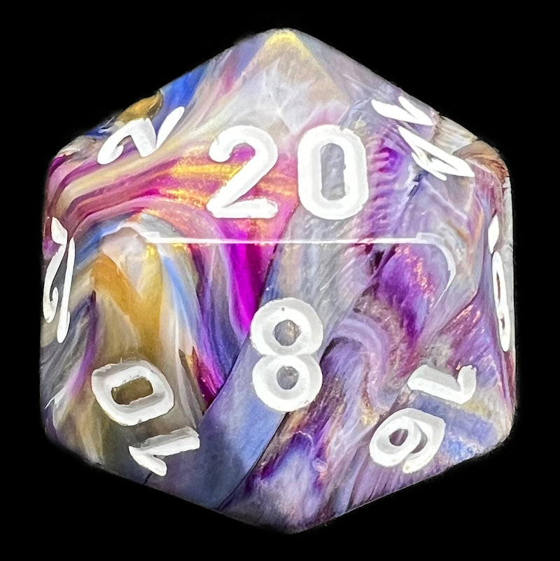 Chessex Festive Carousel & White D20 Dice